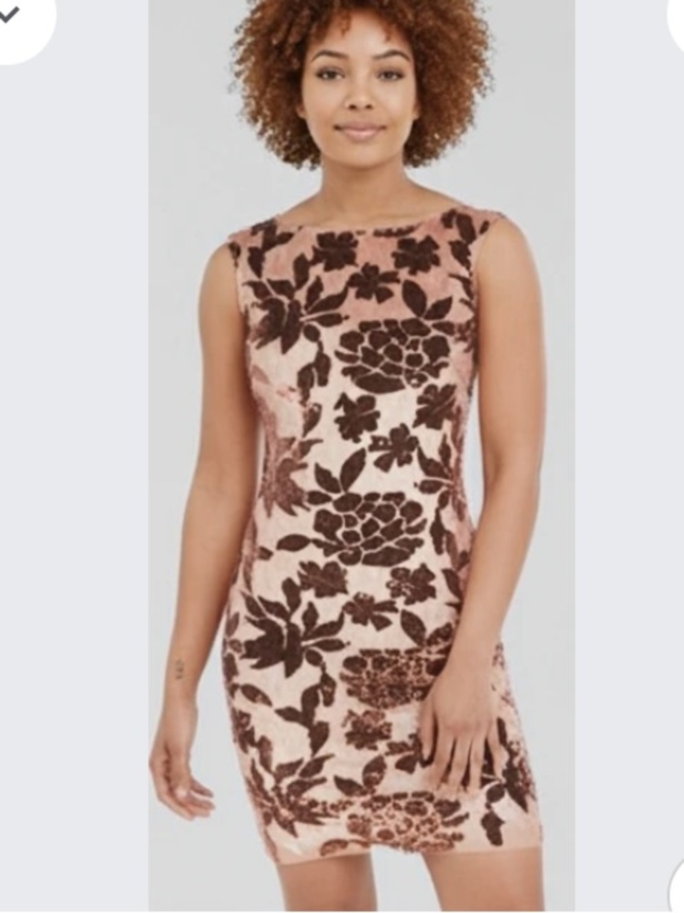 Vince Camuto Pink Blush and Brown Floral Burnout sheath Dress